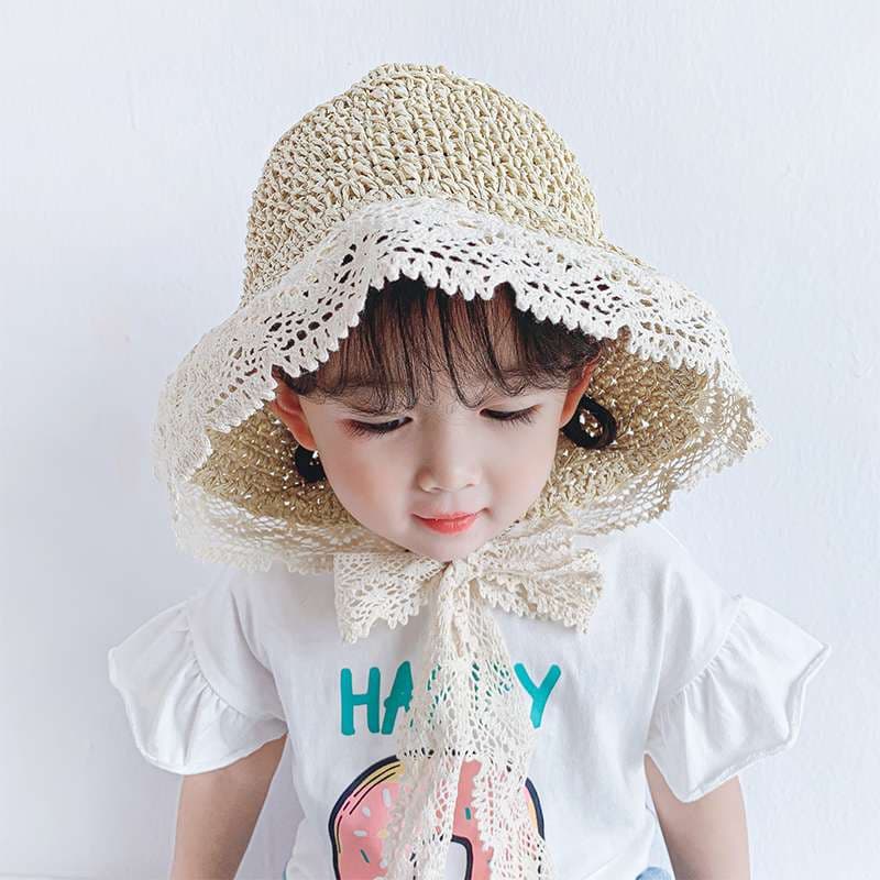 キッズ帽子 ゆったりキッズ麦わら帽子