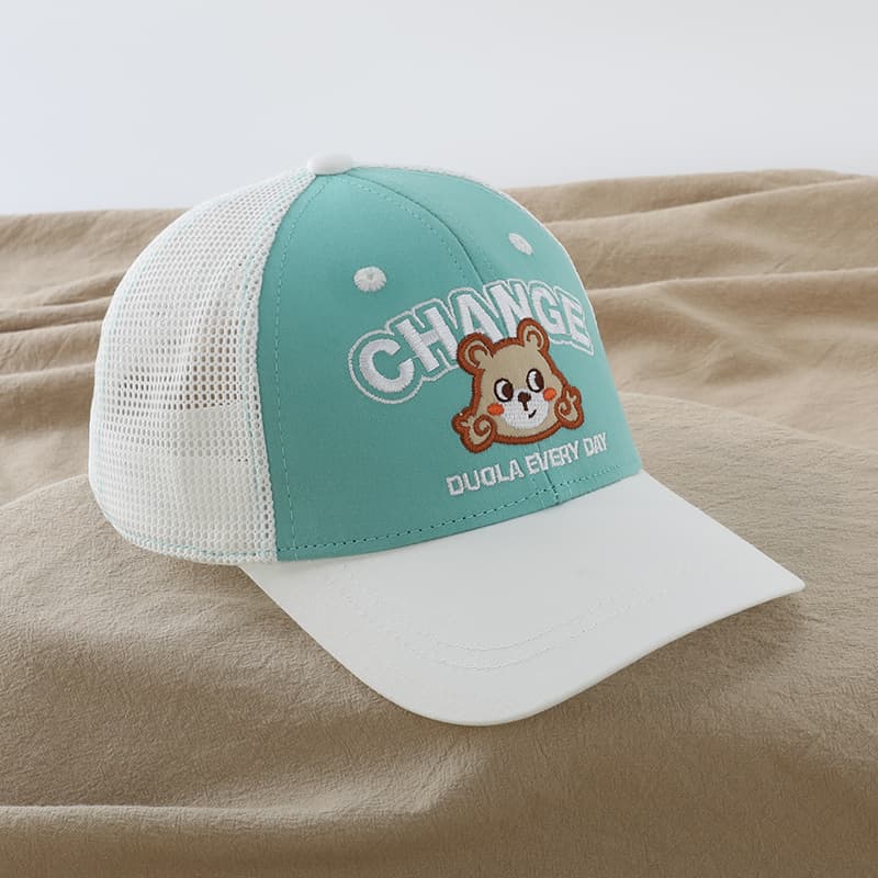 キッズ 帽子 メッシュ くまさん刺繍キャップ｜通気性◎ 夏用 日よけ キッズキャップ 