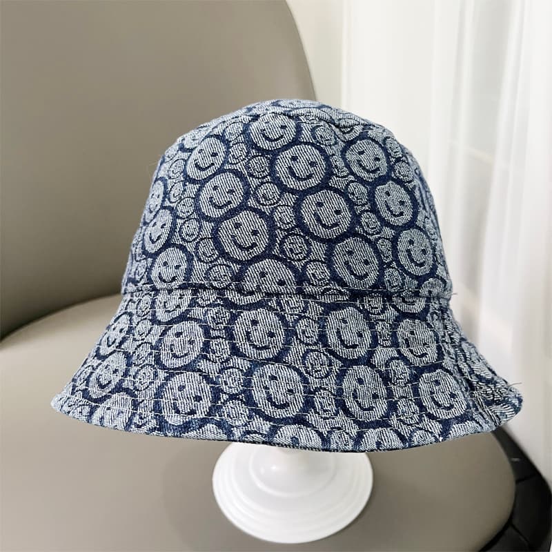 キッズ 帽子 にこにこ模様 バケットハット｜夏のお出かけ・通気仕様・日差し対策用