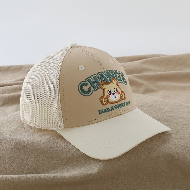 キッズ 帽子 メッシュ くまさん刺繍キャップ｜通気性◎ 夏用 日よけ キッズキャップ 