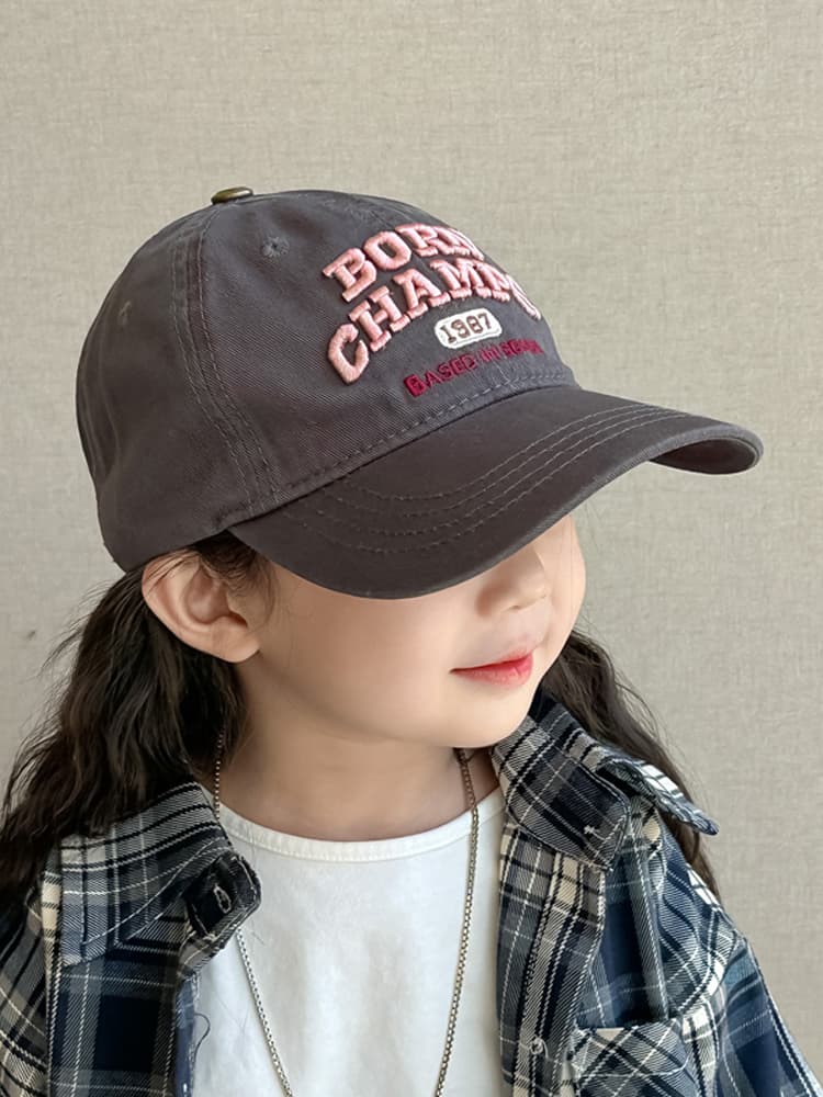 キッズ帽子 レトロ風チャンピオン刺繍キッズキャップ