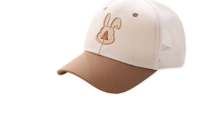 キッズ メッシュキャップ うさぎ刺繍入り｜軽量 × 通気性 × UVケア 帽子 2-10歳向け