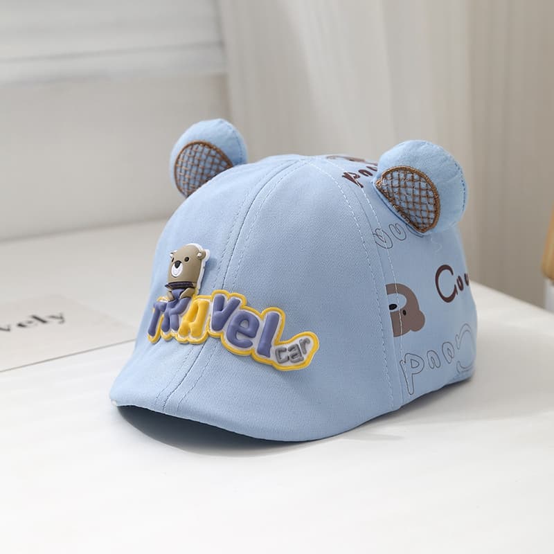 🐻 くまさん耳付き ベビーキャップ（ベビーキャスケット／45-50 cm）