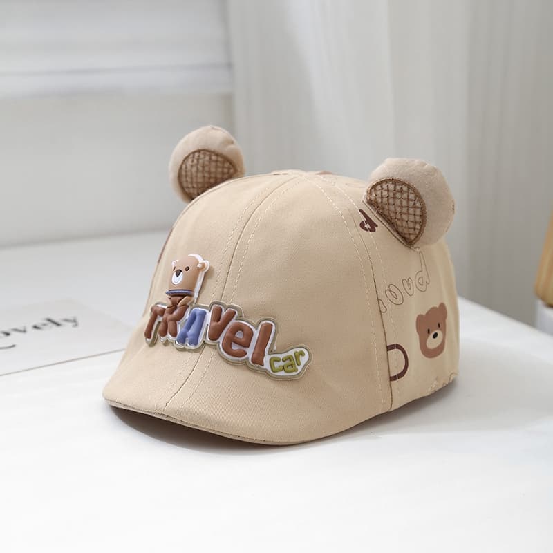 🐻 くまさん耳付き ベビーキャップ（ベビーキャスケット／45-50 cm）