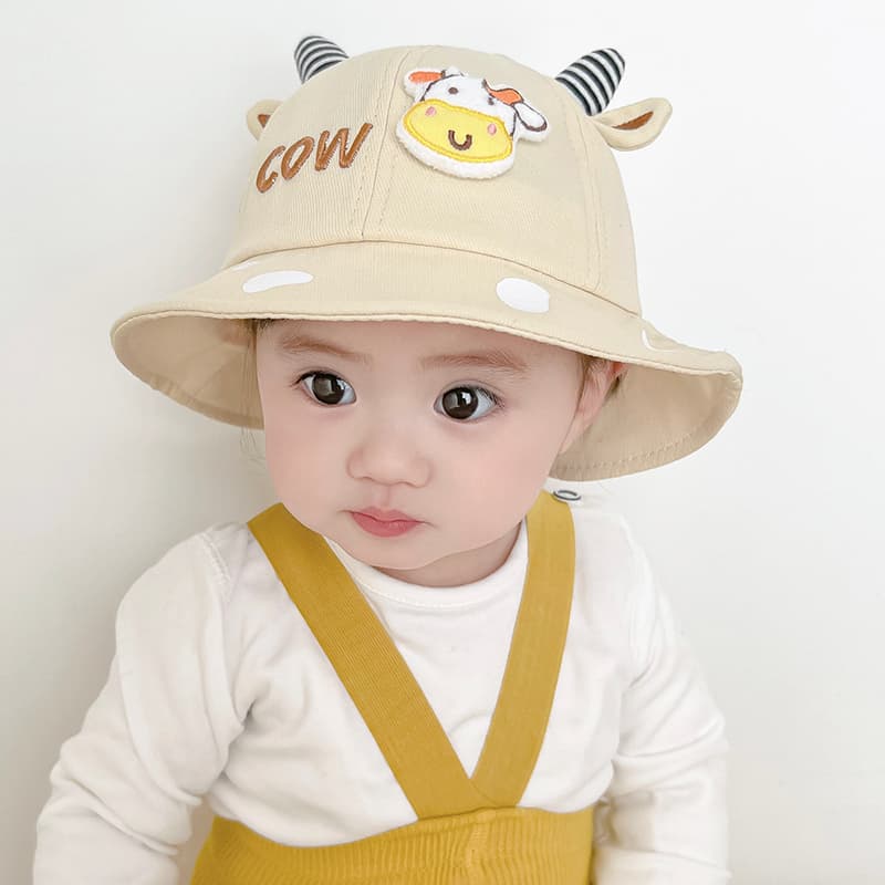 キッズ帽子 うし模様のかわいいベビー用バケットハット