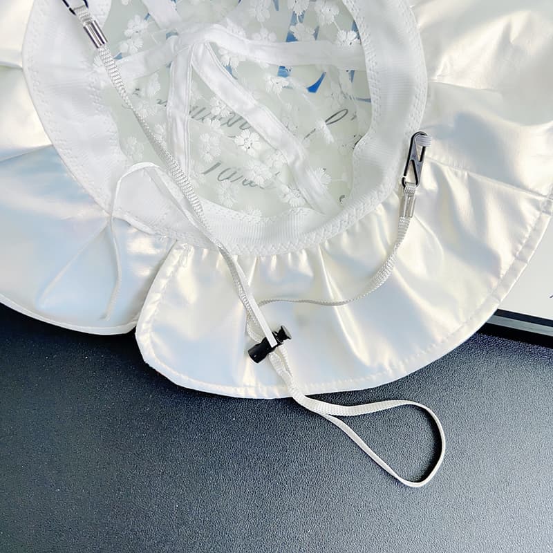 キッズ 帽子 お花レース＆フリルリボンバケットハット｜夏用 日よけ＆通気性 子ども用 帽子 