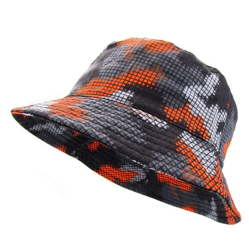 魚柄バケットハット（キッズ）｜デニム素材 × 通気性仕様・紐付き帽子 44-54 cm