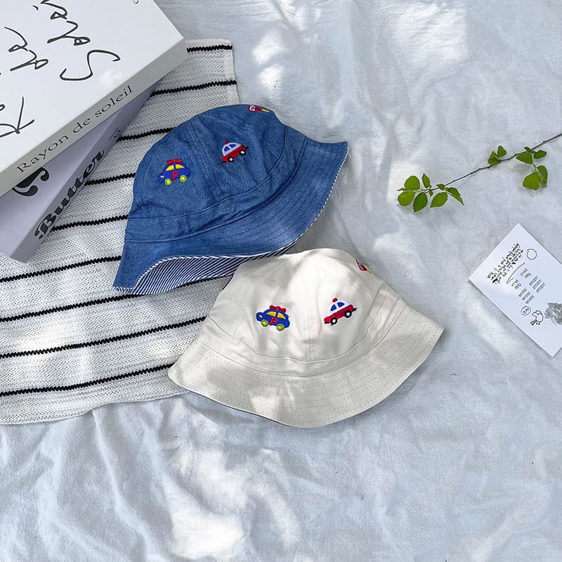 のりものワッペン付きバケットハット(キッズ)|通気性素材 × 軽量設計 帽子 45-50cm対応