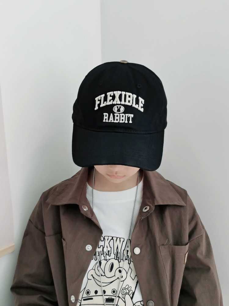 キッズ 帽子 英語&うさぎ刺繍入りキャップ|サイズ調整可 キッズキャップ 日よけ・お出かけ用