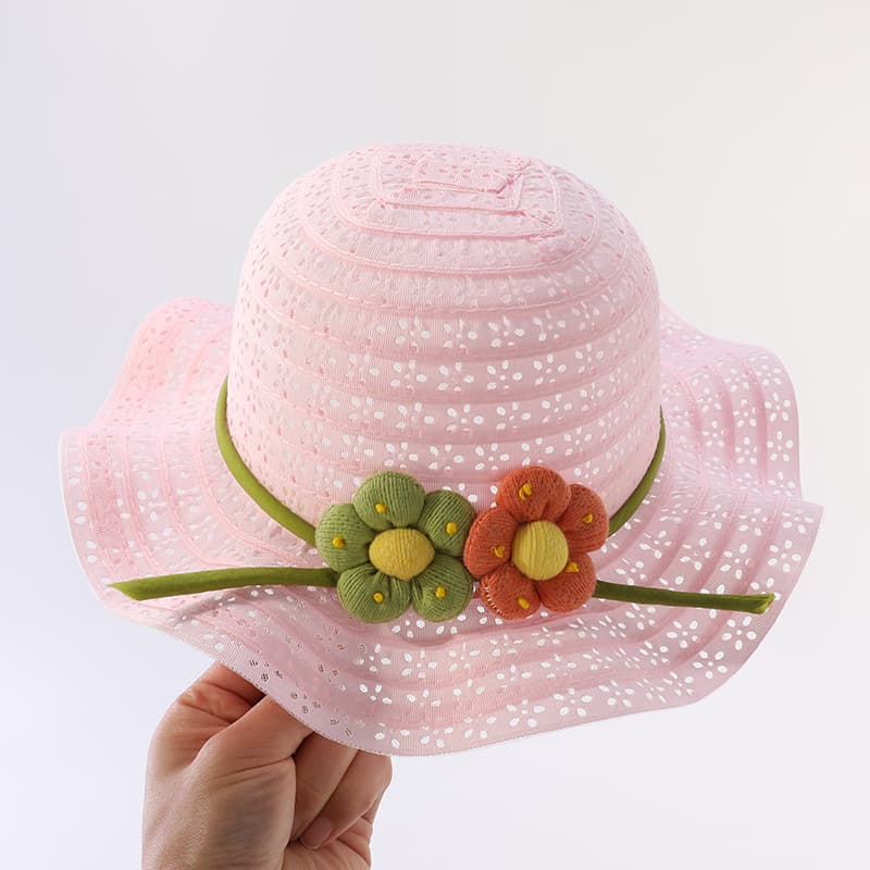 🌾 ふんわりフリンジ飾り 子ども用麦わらハット(46-54cm/ベビー~キッズ)