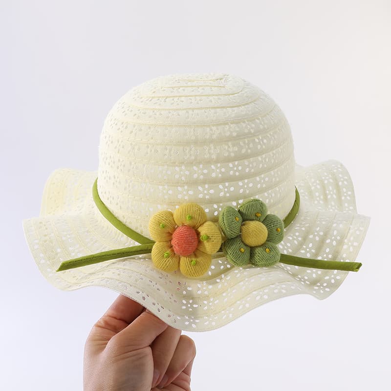 🌾 ふんわりフリンジ飾り 子ども用麦わらハット(46-54cm/ベビー~キッズ)