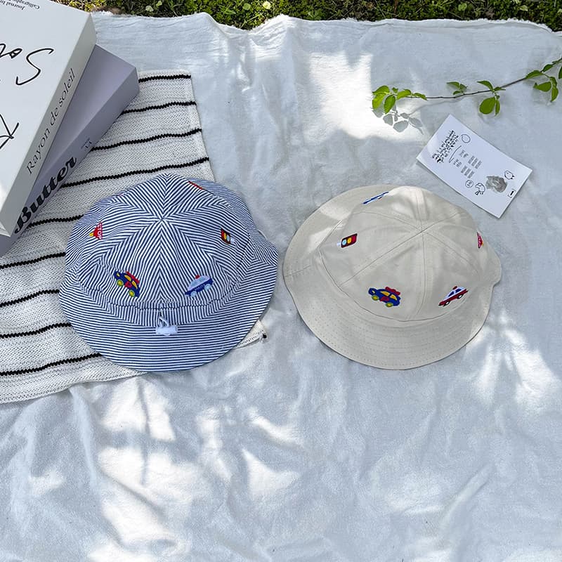 のりものワッペン付きバケットハット(キッズ)|通気性素材 × 軽量設計 帽子 45-50cm対応