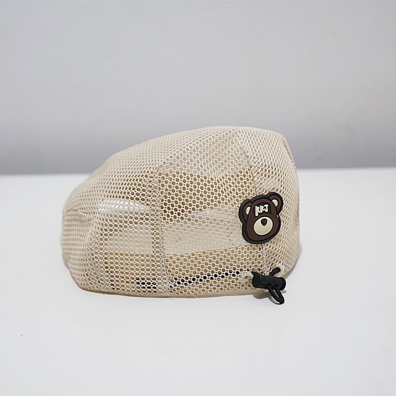 キッズ 帽子 くまちゃんメッシュキャスケット|通気性抜群&ワンポイントくま刺繍