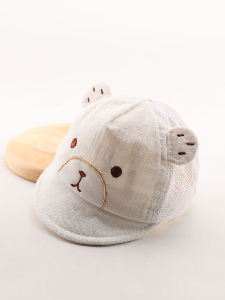 夏用 通気メッシュ くまさん耳付きベビーキャップ(新生児〜6ヶ月/頭囲36-44cm)|軽量&蒸れにくい赤ちゃん用帽子 2,700円