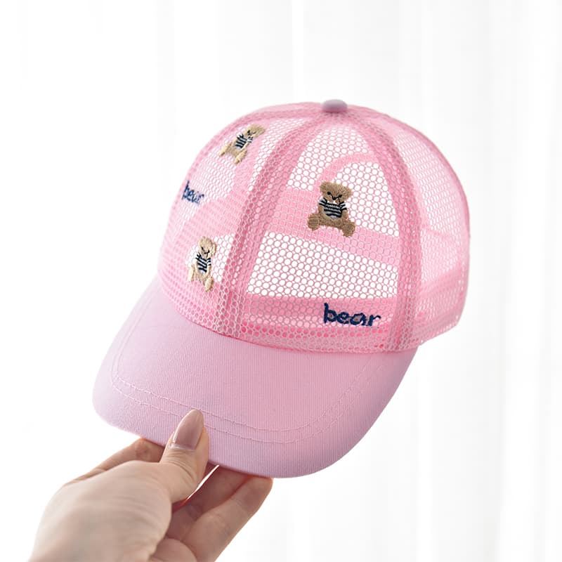 キッズ帽子 くまさん刺繍 メッシュキャップ