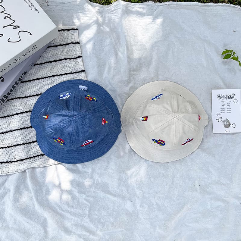 のりものワッペン付きバケットハット(キッズ)|通気性素材 × 軽量設計 帽子 45-50cm対応