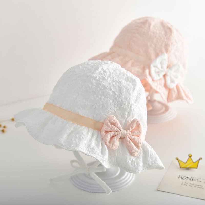 キッズ帽子 キッズ優しいリボンバケットハット