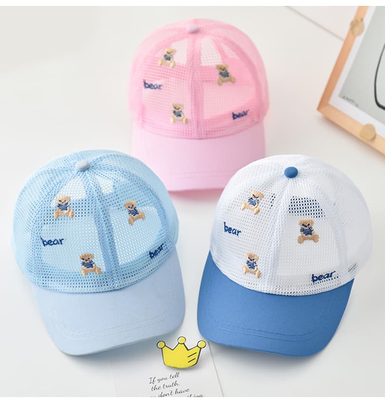 キッズ帽子 くまさん刺繍 メッシュキャップ