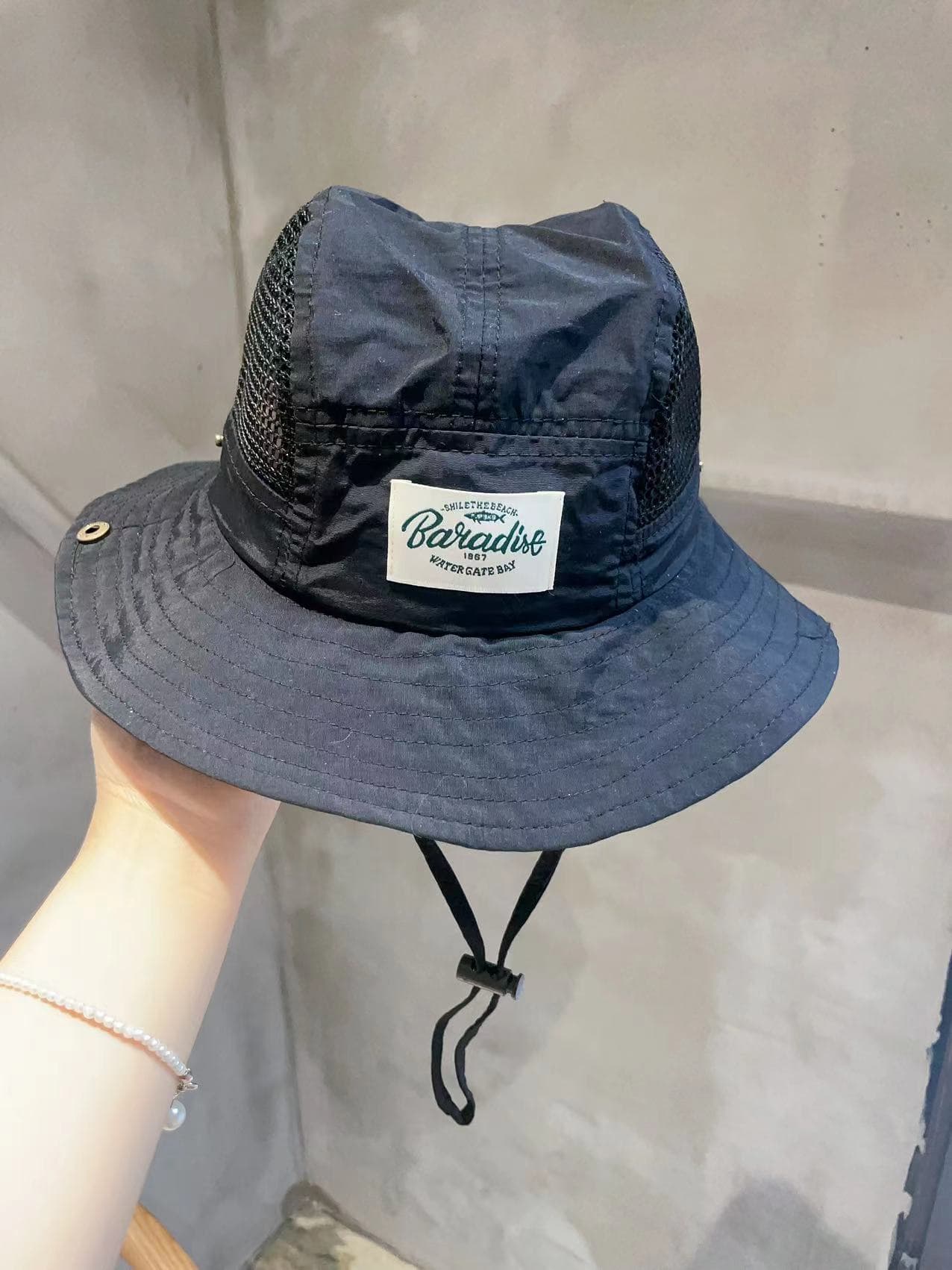 メッシュ通気性お出かけバケットハット(キッズ)|UV対応 × 軽量 × あご紐付き 日よけ帽子