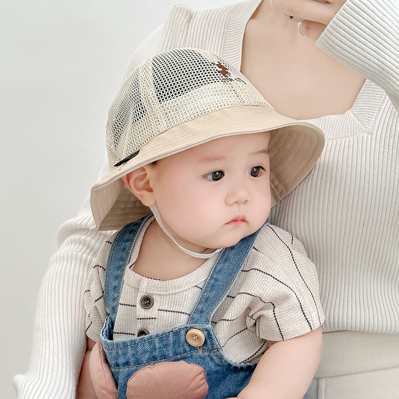 キッズ帽子 赤ちゃん用メッシュバケットハット 通気性抜群