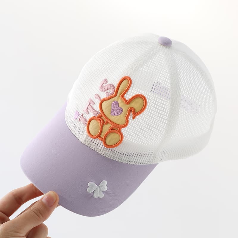 キッズ 帽子 うさぎハート メッシュキャップ|夏用 通気性抜群&可愛い刺繍デザイン 子ども用キャップ 3,040円(税込)