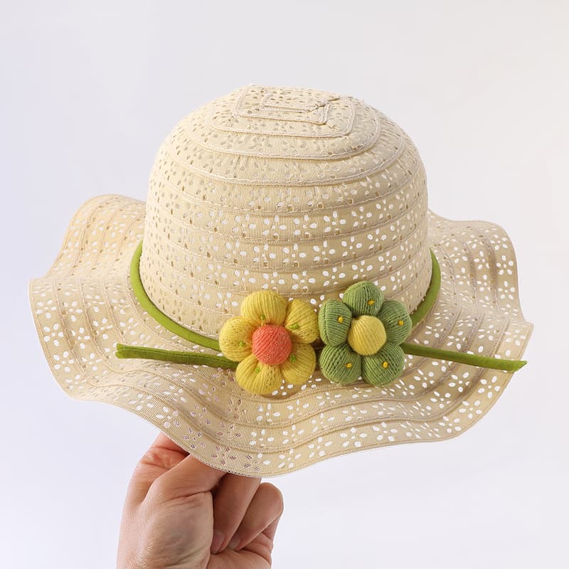 🌾 ふんわりフリンジ飾り 子ども用麦わらハット(46-54cm/ベビー~キッズ)