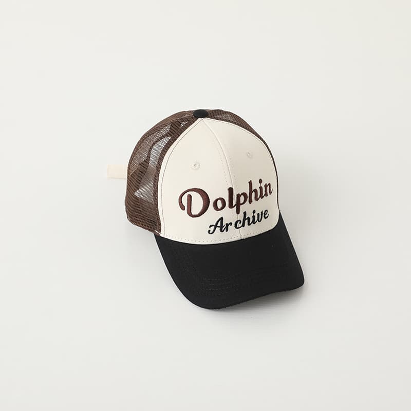 キッズ 帽子 イルカ文字入りメッシュキャップ|「Dolphin Archive」刺繍&通気メッシュ仕様