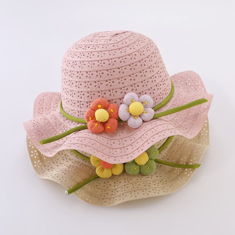 🌾 ふんわりフリンジ飾り 子ども用麦わらハット(46-54cm/ベビー~キッズ)