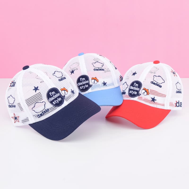 キッズ帽子 メッシュ素材かわいい雲模様キッズキャップ